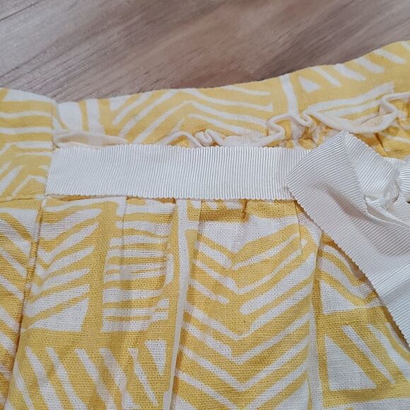 🔸️Love 21 Forever 21 Yellow & White Linen Skirt w/Pockets Medium - Picture 8 of 10